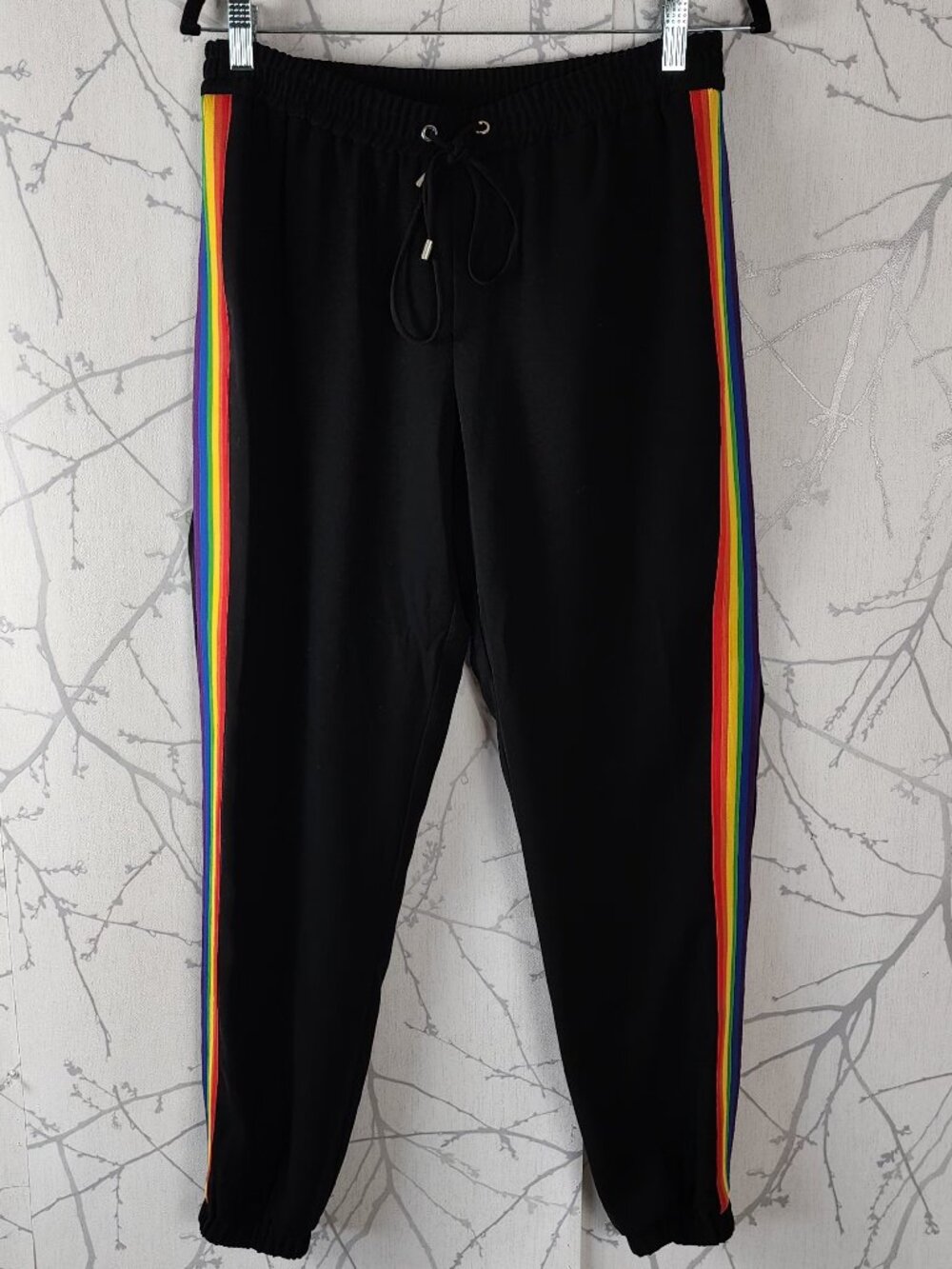 Michael Michael Kors Black Crepe Rainbow Stripe Joggers
